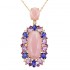 14kt Rose Gold Necklace Diamodns 0.14ct, Pink Opal 7.10ct, Amethyst 0.31ct, Fancy Sapphire 3.40ct